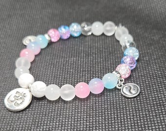 Aura Talisman PRIDE Bracelet - All T Peace - Howlite, Quartz & Varied Glass - Stretchy - Handmade