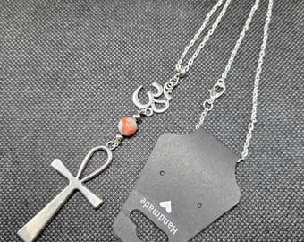 Unisex Ankh & Ohm - Imperial Jasper - Pendant Necklace - One - Handmade