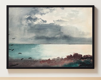 Digital Download Printable | Beach Print | Digital Print | Neutral Coastal Print | Printable Wall Art | Vintage Art | Ocean Painting