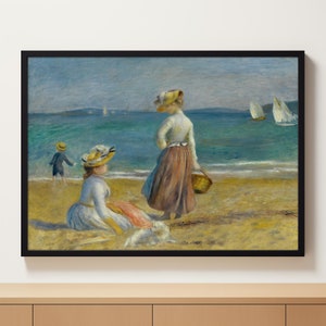 Two Women Enjoying the Shoreline | Beach Wall Art | Wall Decor | Women On The Beach | Coastal Art | Beach Print | Beach Watercolor