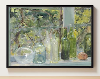 Arte de pared de cocina campestre / Arte de pared imprimible / Arte de pared de bodegones / Pintura de frutas / Pintura de manzanas / Descarga digital instantánea