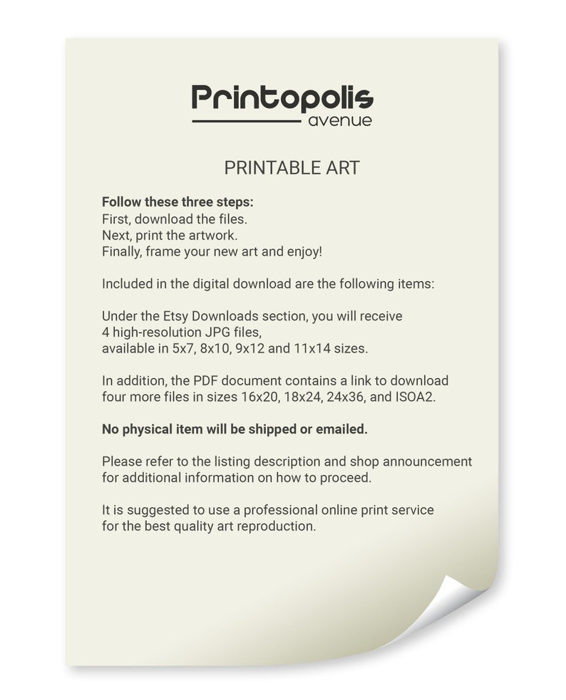 Information for digital downloads