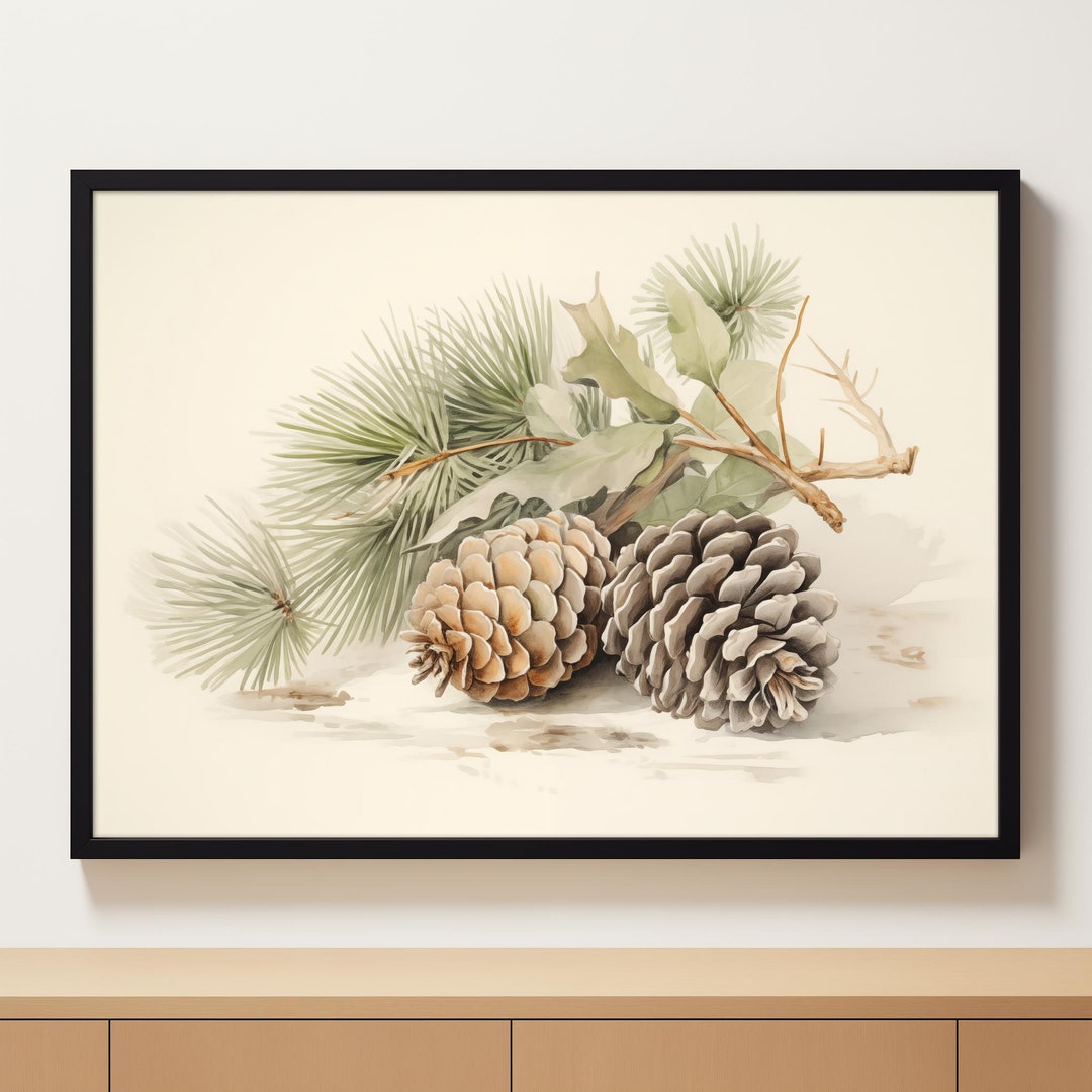 Christmas Botanical Print | Watercolor Pine Branches | Holiday Wall Art ...