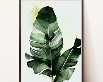 Bananenblatt Print | Palmblätter | Tropische Blattdrucke | Grün Printable | Monstera Druck | Blumen Druck Set
