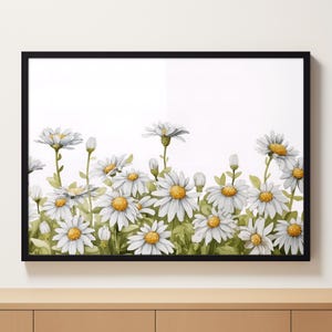 Spring Printable Wall Art, Daisy Print, Floral Spring Print, Easter Decor, Retro Flower Watercolor Painting, 70s Vintage Style, Summer Print