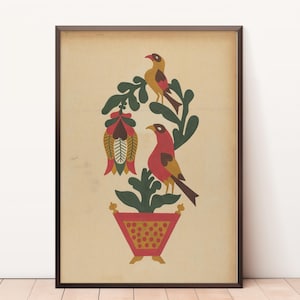 Folk Art | You Print | America Folk Art | Folk Floral Poster | Wall Art | Home Decor