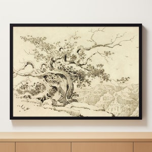 Tree Drawing | Landscape Sketch | Vintage Drawing | Tree Sketch | Gallery Wall Art | Antique Sketch