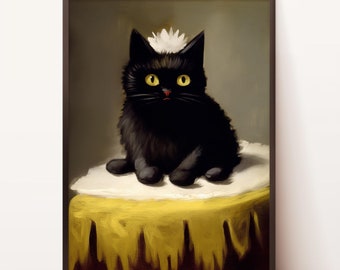 Cute Cat Print, Funny Cat Poster, Black Cat Art, Funny Print, Cat print, Cat gift, Home decor Poster