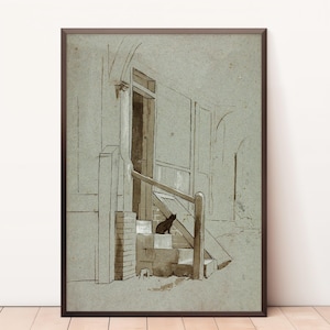 Black Cat | Digital Download | Vintage Etching | Cat Lover Gift | Jpg High Quality Downloadable Images | Vintage Wall Art | Printable Art