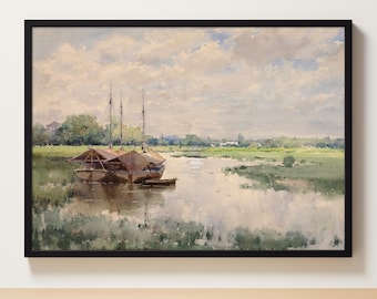 Nautical Decor | Digital Downloadable | Sailing Painting | Printable Art | Vintage Wall Art | Vintage Boat Painting