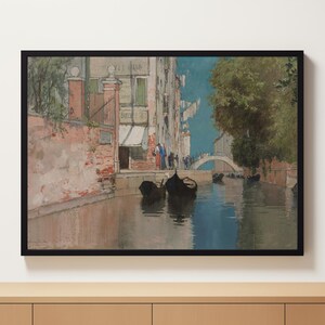 Vintage Italy Print | Vintage Neutral Italy Wall Art | Printable Venice Canal Painting | Venice Canal Oil Painting | Grand Canal