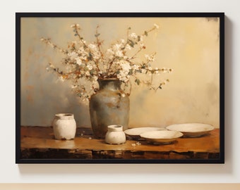 Farmhouse Print | Vintage Rustic Kitchen Painting | Country Wall Decor | Farmhouse Print | Still Life Painting | Country Art |