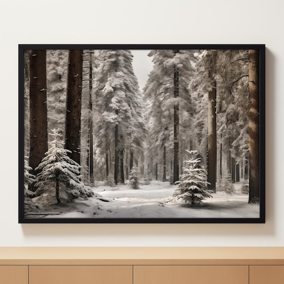 Winter Landscape | Snowy Landscape | Winter Scene | Christmas Wall Art | Snow Pine Trees | Christmas Prints | Digital Download