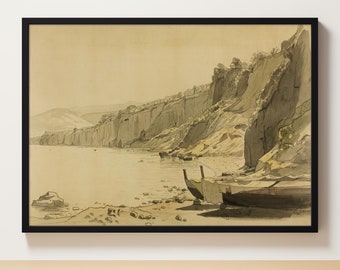 Coast Print | Coastal Decor | Italy Landscape Wall Art | Mediterranean Wall Art | Summer Wall Art | Vintage Coast Painting