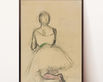 Digital Download | Dancer Portrait | Vintage Ballet Dance Painting | Rustic Women Art | Girls Bedroom Decor | Vintage Dancer Drawing