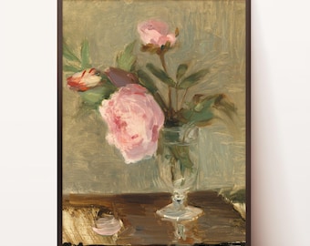 Peony Prints | Peony Wall Art | Pink Peony Printable Wall Art |  Blush Pink Wall Art  | Peony flowers | Peonies Painting | Floral Wall Art