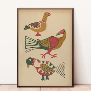 Folk Art | You Print | America Folk Art | Folk Bird Poster | Wall Art | Home Decor
