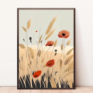Poppies Wall Art | Vintage Flower Painting | Flower Print | Botanical Wall Art | Poppy Print | Wall Decor | Watercolor Flowers