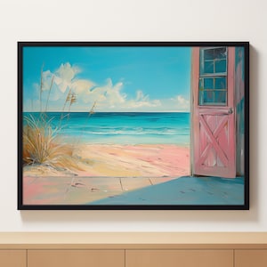 Tür zum Ozean-Druck, amerikanischer Realismus, druckbare Wandkunst, digitaler Download, minimalistisches Dekor druckbare Kunst, Strandszene