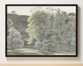 Trees Art Print | Digital Download | Wall Art | Downloadable Print | Vintage Farmhouse Drawing Enhanced | Botanical Art