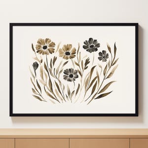 Spring Wildflower Botanical Print, Neutral Flower Printable Wall Art, Neutral Wall Art, Vintage Inspired Floral Poster, Abstract Wall Decor