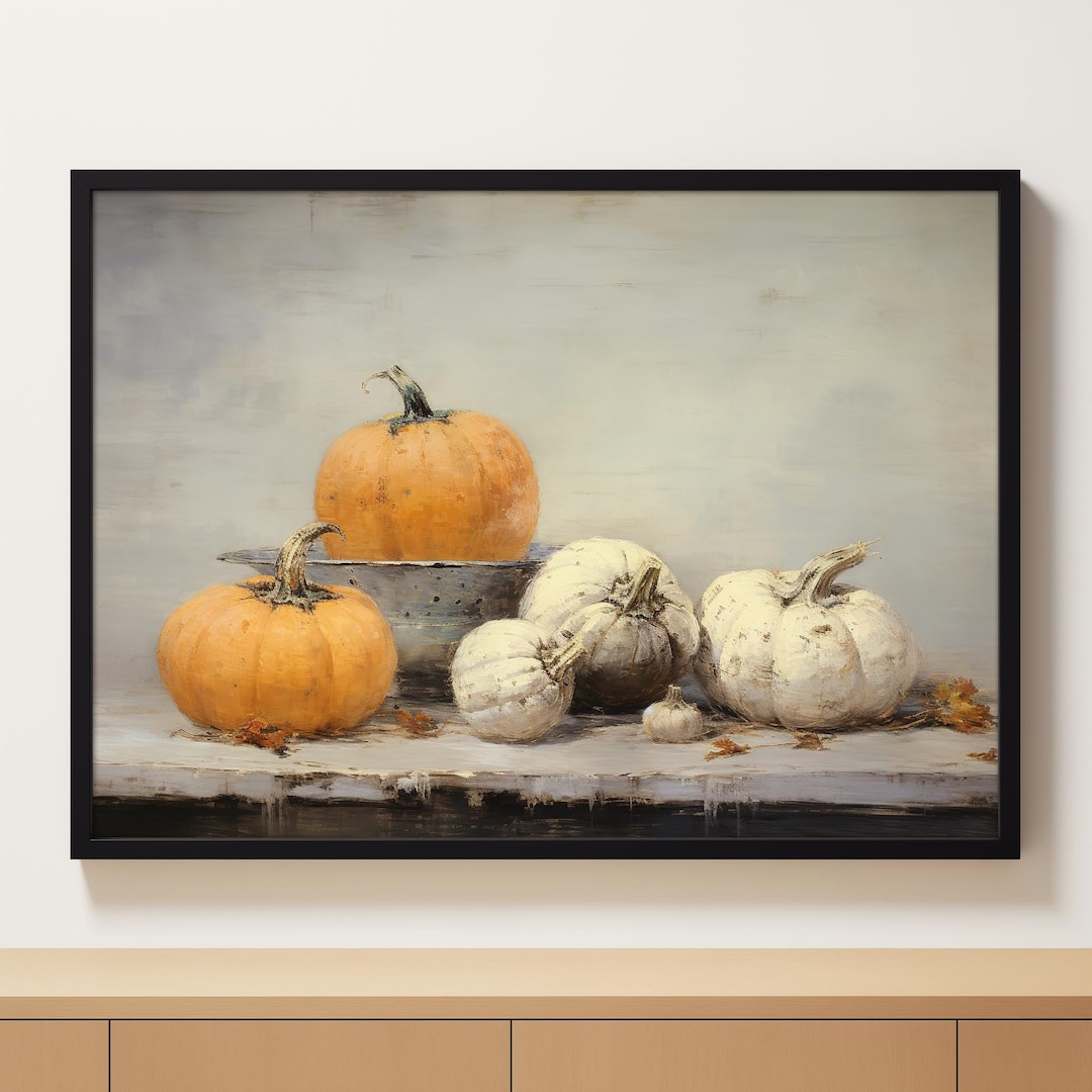 Fall Wall Decor Printable Pumpkin Still Life Painting Rustic Fall Art ...
