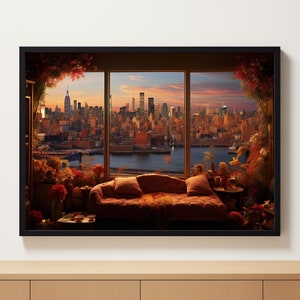 Autumn View Of New York City Vintage | Fall Wall Art | Autumn Decor | Landscape Wall Art | Digital Download PRINTABLE