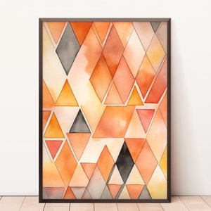 Abstract Geometric Print, Beige Print, Geometric Wall Art, Boho Wall Art, Abstract Art, Beige Geometric Shape, Minimalist Geometric Pattern