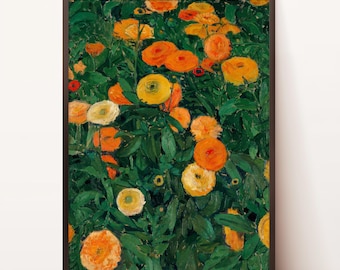 Ringelblumen Wandkunst | Vintage Wandkunst | Bunte Wandkunst | Blumen Wandkunst | Antike Wanddekoration | Digitaler DOWNLOAD | DRUCKBARE Kunst