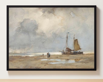 Pintura de nubes / Impresión de nubes vintage / Arte de pared de vidrio acrílico ' / Decoración de vivero / Arte de playa / Pintura de paisaje marino / Decoración costera