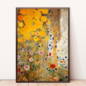 Printable Wildflower Garden Oil Painting, Flower Garden, Country Field Landscape Oil, Vintage Farm House