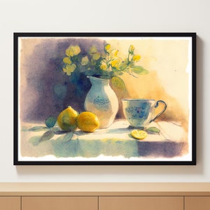 Lemon Print | Lemon Painting | Kitchen Art Print | Lemon Wall Art | Living Room | Printable Wall Art | Printable Digital Download