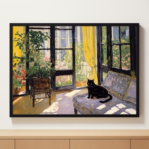 Katze Poster, impressionistische Katze Poster, schwarze Katze Kunst, impressionistische Katze, Katze Geschenk, Katze Geschenk, Wohndekor Poster