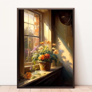 Original Oil On Canvas | Flower Still Life | Floral Oil Painting | Printable  Download | Original Oil On Board | Flower Oil Painting
