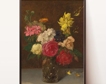 Digital Download | Vintage Floral Print | Wedding Gift | Still Life Painting | Flowers Still Life | Botanical Print | Kitchen Art