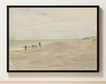 Beach Painting | Vintage Style Wall Art | Neutral Tones | Coastal Landscape | Printable | Digital Download | Home Decor