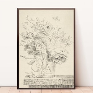 Digital Download | Moody Botanical Oil Painting | Moody Floral Art | Antique Prints | Flowers Wall Art | Moody Flower Painting