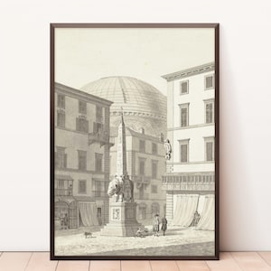 Pantheon and Piazza della Minerva in Rome | Office Decor | Rome Painting | Italy Poster | Italy Wall Art | Rome Print | Ancient Rome