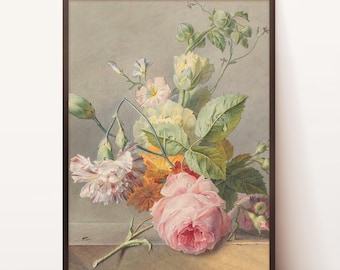 Flower Watercolor | Still Life Painting | Flower Painting | Flowers Print | Flower Still Life | Vintage Botanical Still Life Print