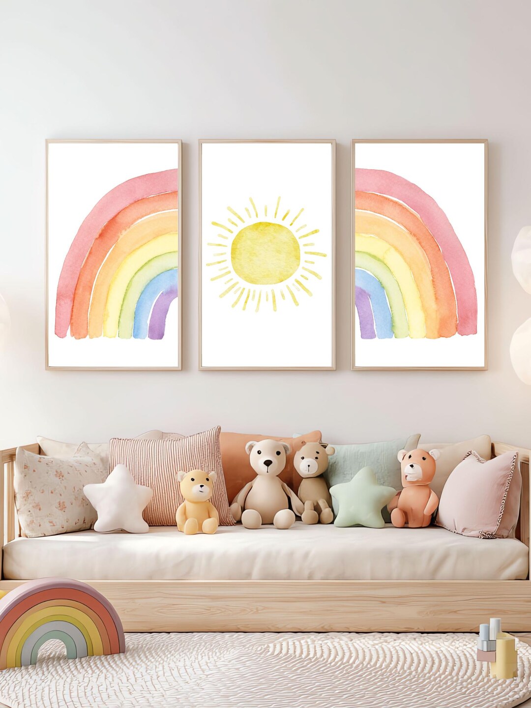 Rainbow Nursery Wall Art Set | Printable Kids Room Art | Digital ...
