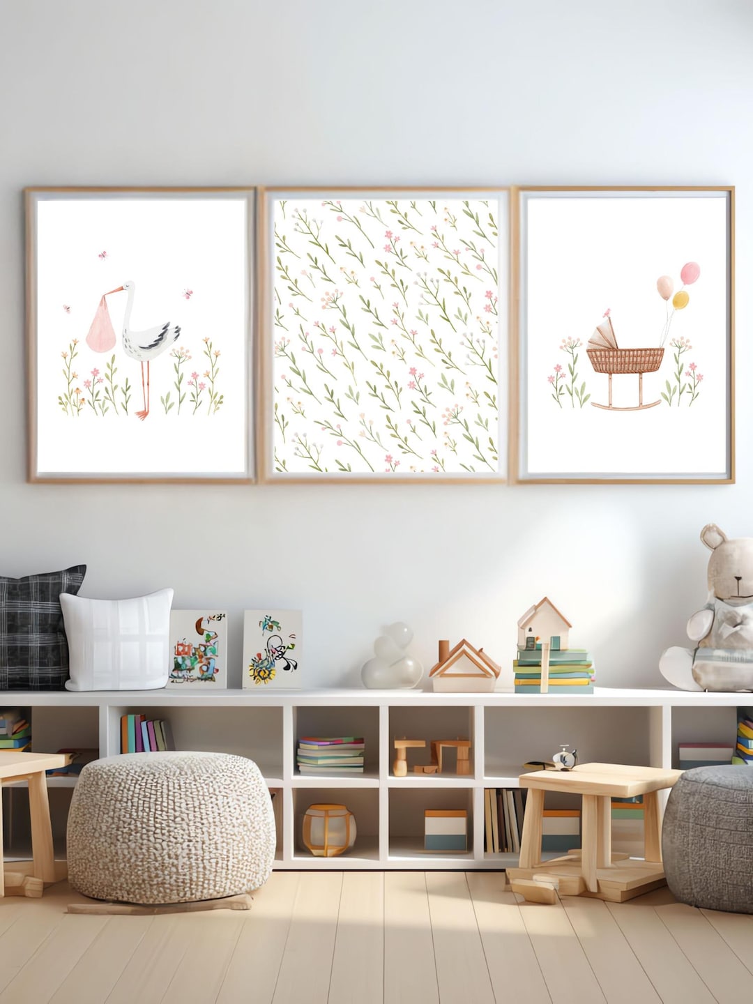 Baby Girl Nursery Wall Art Set | Kids Room Art | Digital Download - Etsy