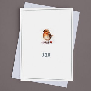 INSTANT digital download Greeting card JOY Robin