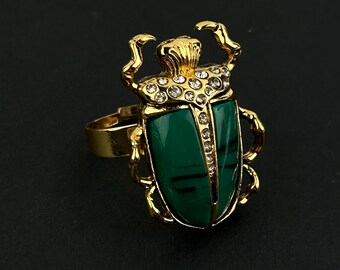 Beetle Scarab Adjustable Ring ~ Art Deco Style Scarab Jewelry