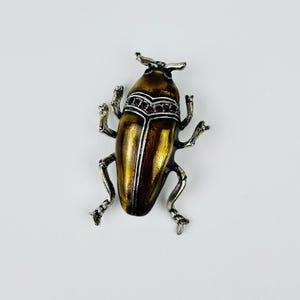 Large Brown Beetle Bug Enamel Brooch Pin ~ Gift for Insect Lovers ~ Vintage Women Insect Brooch