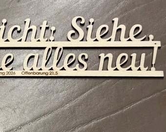 Jahreslosung 2026 aus Holz 26,6x6,1cm als Wanddeko: Siehe, ich mache alles neu (Offenbarung 21,5)