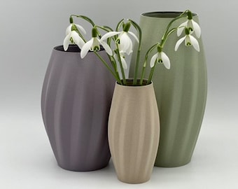 3er Set Designer Vase Aura - Pastell-Edition 10,5+13,5+17cm hoch, Dekovase/Blumenvase für Schnittblumen und Trockenblumen, inkl. Glaseinsatz