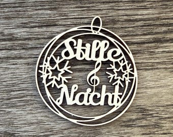 Stille Nacht als Weihnachtsbaumanhänger, Weihnachtskugel ca. 6,5cm Durchmesser