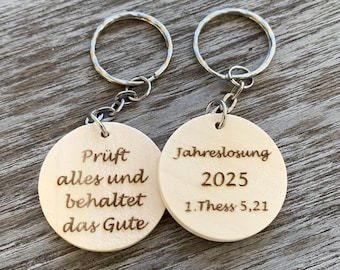 Jahreslosung 2025 als Schlüsselanhänger 35mm: Prüft alles und behaltet das Gute