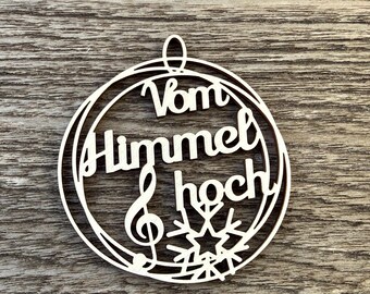 Vom Himmel hoch als Weihnachtsbaumanhänger, Weihnachtskugel ca. 6,5cm Durchmesser
