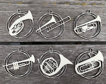 6er Set Christliche Christbaumanhänger Weihnachtskugeln ca. 6,5cm Durchmesser Posaunenchor: Horn, Posaune, Trompete, Tuba u.a.